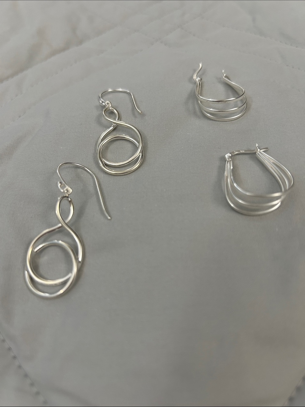 Sterling Silver Double Hoop Earrings - Silver Drop & Hoop Set